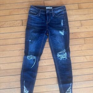 Daytrip Distressed Skinny Jeans - Dark Blue Wash